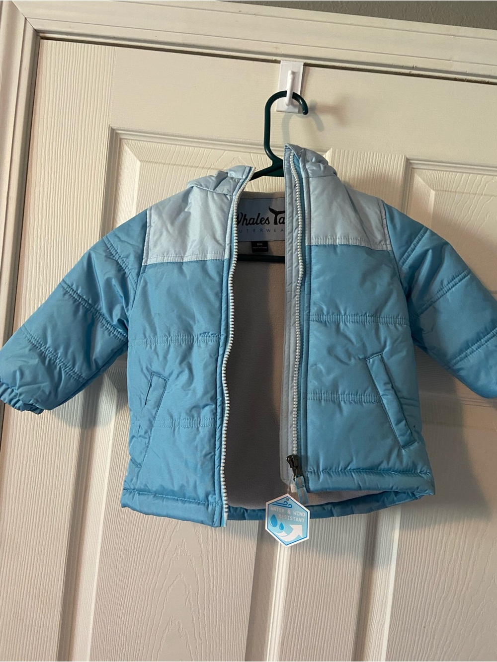 Kids Light Blue Hooded Puffer Jacket by